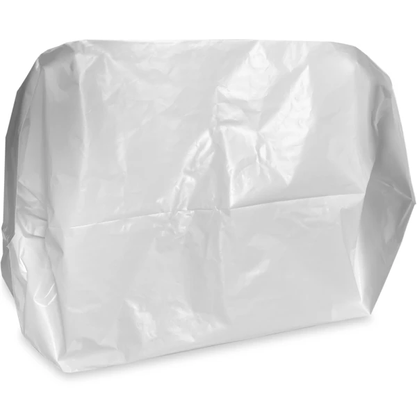 19 x 18 + 9.5 BG Super Wave Top Carry Out Bag 1.4 Mil Bottom Gusset Close up of 19 x 18 + 9.5 Super Wave Plastic Restaurant Bag Bottom Gusset