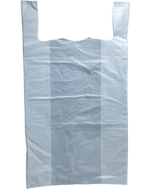 Large 20x10x36 White HD .65 Mil Plastic Plain Carry Out Tee Shirt Bags