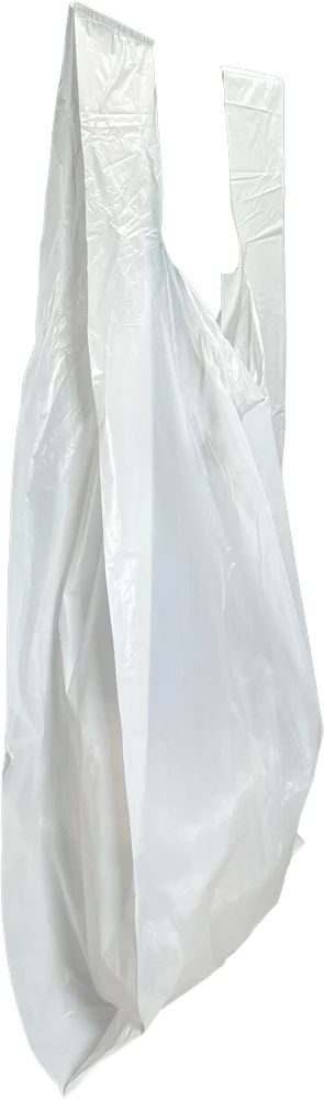 20 x 10 x 36 White T-Shirt Bags 0.65 Mil Side Gusset Side Gusset of 20 x 10 x 36 HDPE Plastic T-Shirt Carry Out Bags