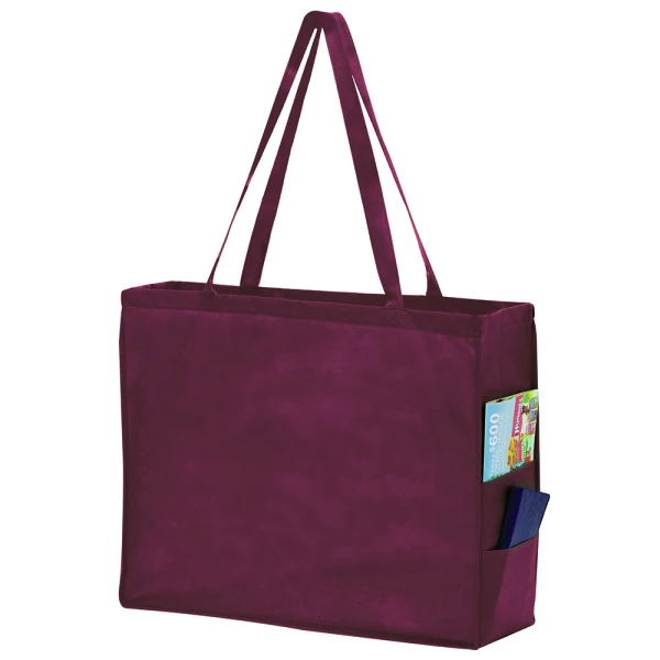 20 x 6 x 16 Burgundy Non Woven Over the Shoulder Tote Bag