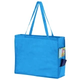 Cool Blue 20 x 6 x 16 + 6 Non Woven Over-The-Shoulder Tote Bag with Side Pockets