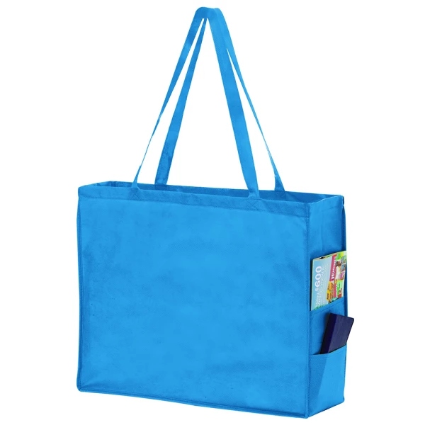 20 x 6 x 16 Cool Blue Non Woven Over the Shoulder Tote Bag