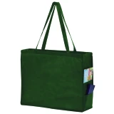 Hunter Green 20x6x16+6 Non Woven Over-The-Shoulder Tote Bag with Side Pockets