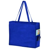 Navy 20 x 6 x 16 + 6 Non Woven Over-The-Shoulder Tote Bag with Side Pockets