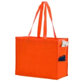 Orange 20 x 6 x 16 + 6 Non Woven Over-The-Shoulder Tote Bag with Side Pockets