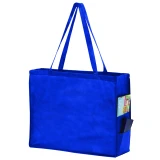 Royal Blue 20 x 6 x 16 + 6 Non Woven Over-The-Shoulder Tote Bag with Side Pockets
