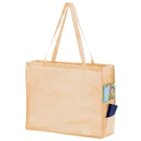 Tan 20 x 6 x 16 + 6 Non Woven Over-The-Shoulder Tote Bag with Side Pockets