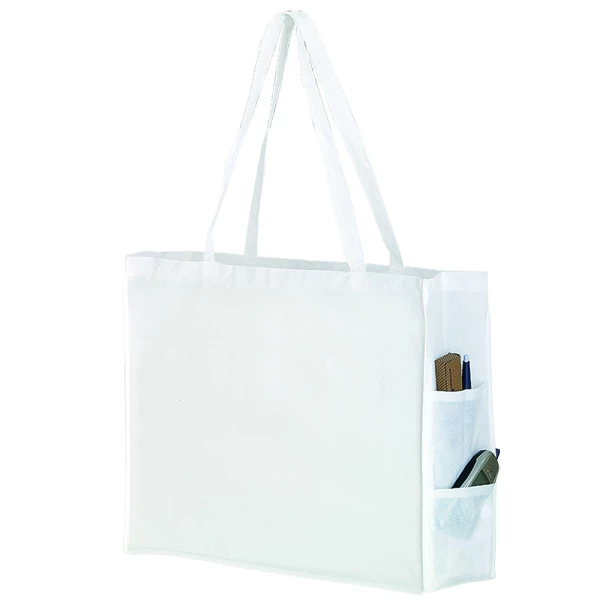 20 x 6 x 16 White Non Woven Over the Shoulder Tote Bag