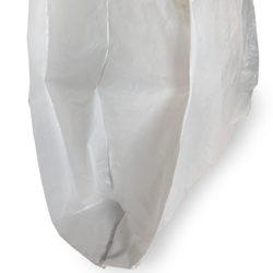 Close Up on Side Gusset of 20 x 10 x 36 White T-Shirt Bags 0.65 Mil