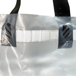 21 x 15 + 10 Tamper-Resistant Delivery Bag Close Up of Handle Sealed to Bag