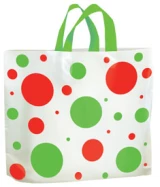 22 x 18 + 8 christmas shopping bag soft loop handle dot design