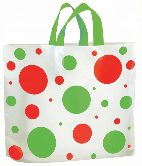 22 x 18 + 8 christmas shopping bag soft loop handle dot design