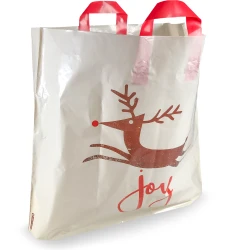 22" x 18" + 8" Soft Loop Handle Holiday Shopping Bags - Joy themed