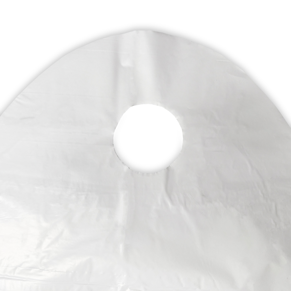 Close up of 24 x 20 + 11 Super Wave Plastic Restaurant Bag Circle Handle