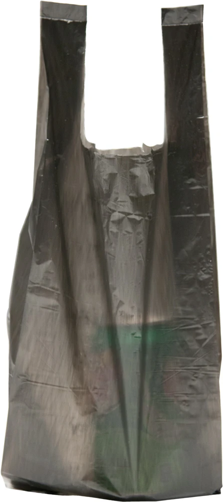 6 x 4 x 15 Black HDPE Plastic T-Shirt Carry Out Bags
