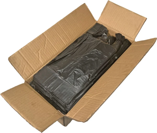 6 x 4 x 15 Black T-Shirt Bags 0.65 Mil Extra Small Case 6 x 4 x 15 Black HDPE Plastic T-Shirt Carry Out Bags Case