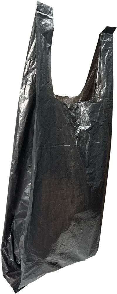 6 x 4 x 15 Black T-Shirt Bags 0.65 Mil Extra Small Side Gusset Side Gusset of 6 x 4 x 15 Black HDPE Plastic T-Shirt Carry Out Bags