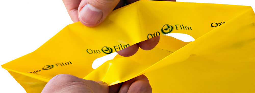 Yellow 7.5 x 10 2.5 Mil Eco Friendly Shopping Bags with Reinforced Handle