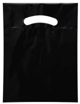 7.5 x 10 black fold over die cut handle bags