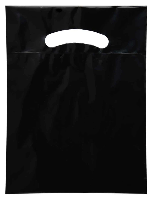 7.5 x 10 fold over die cut handle bags 7.5 x 10 black fold over die cut handle bags
