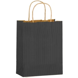 Matte Black Twisted Paper Handle Shoppers 8" x 4" x 10" + 4"