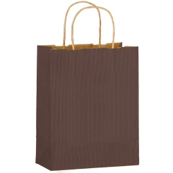 Matte Chocolate Brown Color Twisted Paper Handle Shoppers 8" x 4" x 10" + 4"
