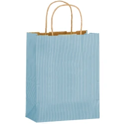 Light Blue Twisted Paper Handle Shoppers 8" x 4" x 10" + 4"