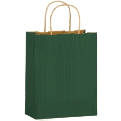 Matte Forest Green Color Twisted Paper Handle Shoppers 8" x 4" x 10" + 4"
