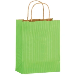 Matte Lime Green Color Twisted Paper Handle Shoppers 8" x 4" x 10" + 4"