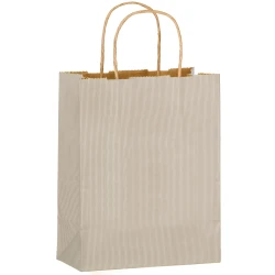 Matte Oatmeal Color Twisted Paper Handle Shoppers 8" x 4" x 10" + 4"