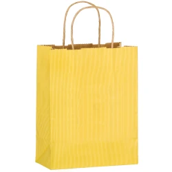 Matte Yellow Color Twisted Paper Handle Shoppers 8" x 4" x 10" + 4"