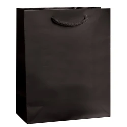 Black 8" W x 4" Gussets x 10" H Euro Tote Shopping Bags