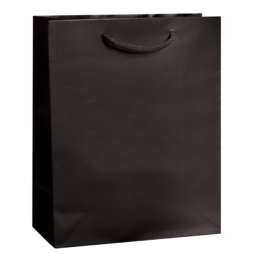 8 x 4 x 10 black foil print euro totes