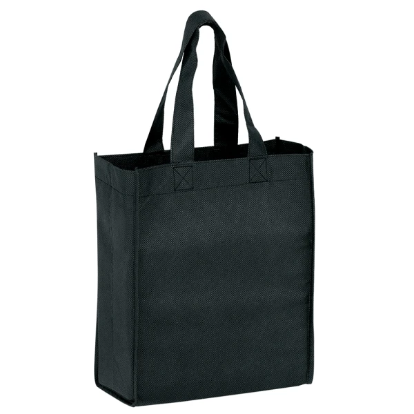 8 x 4 x 10 + 4 Black Non Woven Grocery Tote Bag Black 8 x 4 x 10 Non Woven Grocery Tote