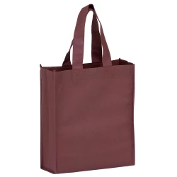 13" x 10" x 15" + 10" Blank Burgundy Heavy Duty Non-Woven Grocery Tote Bag