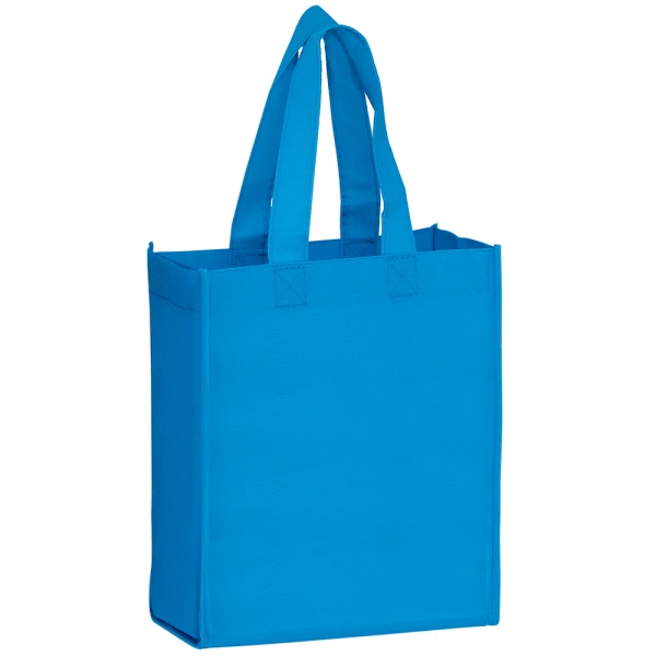 8 x 4 x 10 + 4 Cool Blue Non Woven Grocery Tote Bag Cool Blue 8 x 4 x 10 + 4 Non Woven Grocery Tote Bag