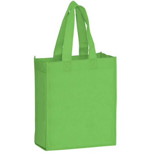 8 x 4 x 10 + 4 Lime Green Non Woven Grocery Tote Bag Lime Green 8 x 4 x 10 + 4 Non Woven Grocery Tote Bag