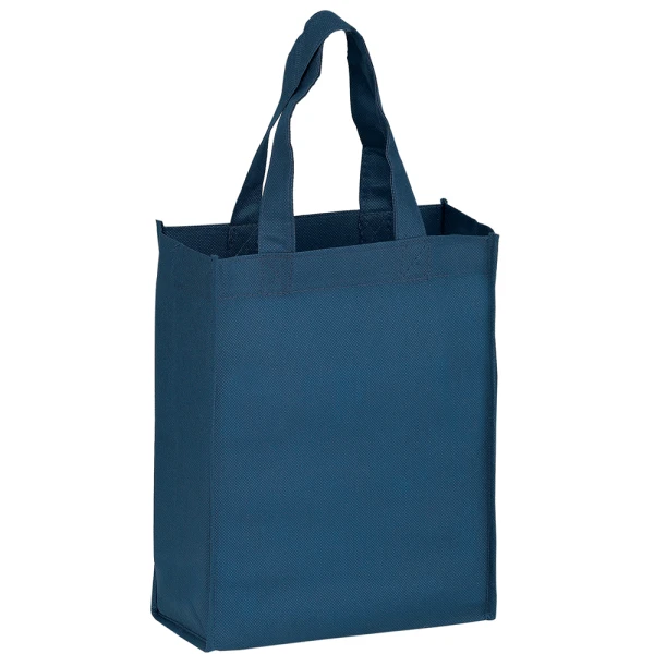 8 x 4 x 10 + 4 Navy Blue Non Woven Grocery Tote Bag Navy Blue 8 x 4 x 10 + 4 Non Woven Grocery Tote Bag