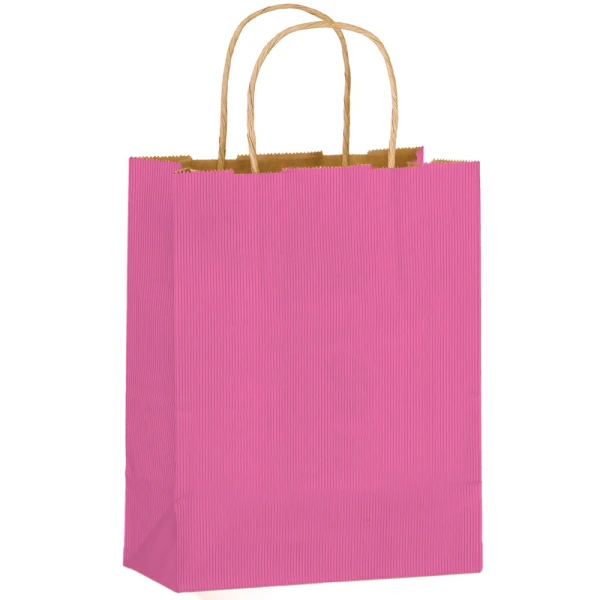 Pink Twisted Handle Paper Bags 8 x 4 x 10 8 x 4 x 10 Pink Twisted Handle Paper Bags