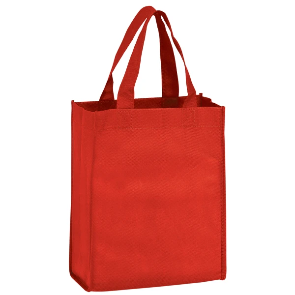 8 x 4 x 10 + 4 Red Non Woven Grocery Tote Bag Red 8 x 4 x 10 + 4 Non Woven Grocery Tote Bag