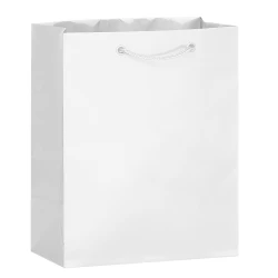 White 8" W x 4" Gussets x 10" H Euro Tote Shopping Bags