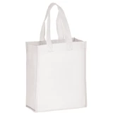 White 8 x 4 x 10 + 4 Non Woven Grocery Tote Bag