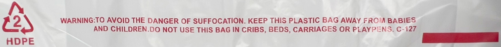 8 x 4 x 16 HDPE Plastic Thank You Take Out Bags Suffocation Warning