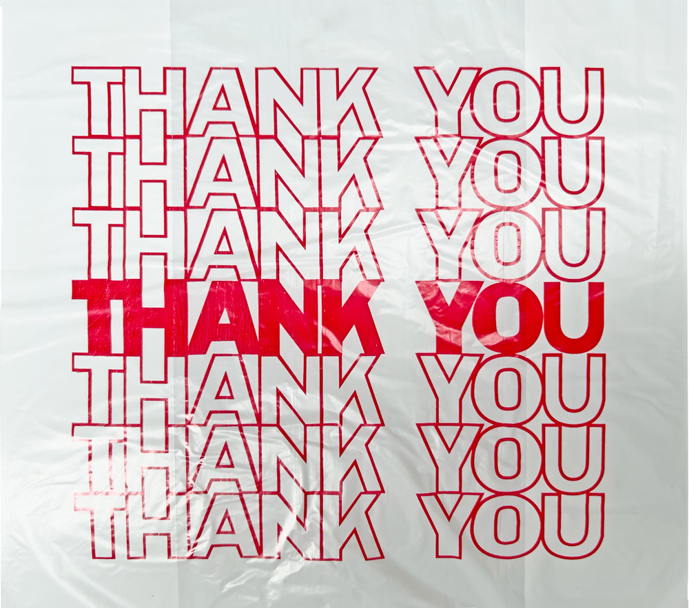 8 x 4 x 16 HDPE Plastic Thank You Take Out Bags Print