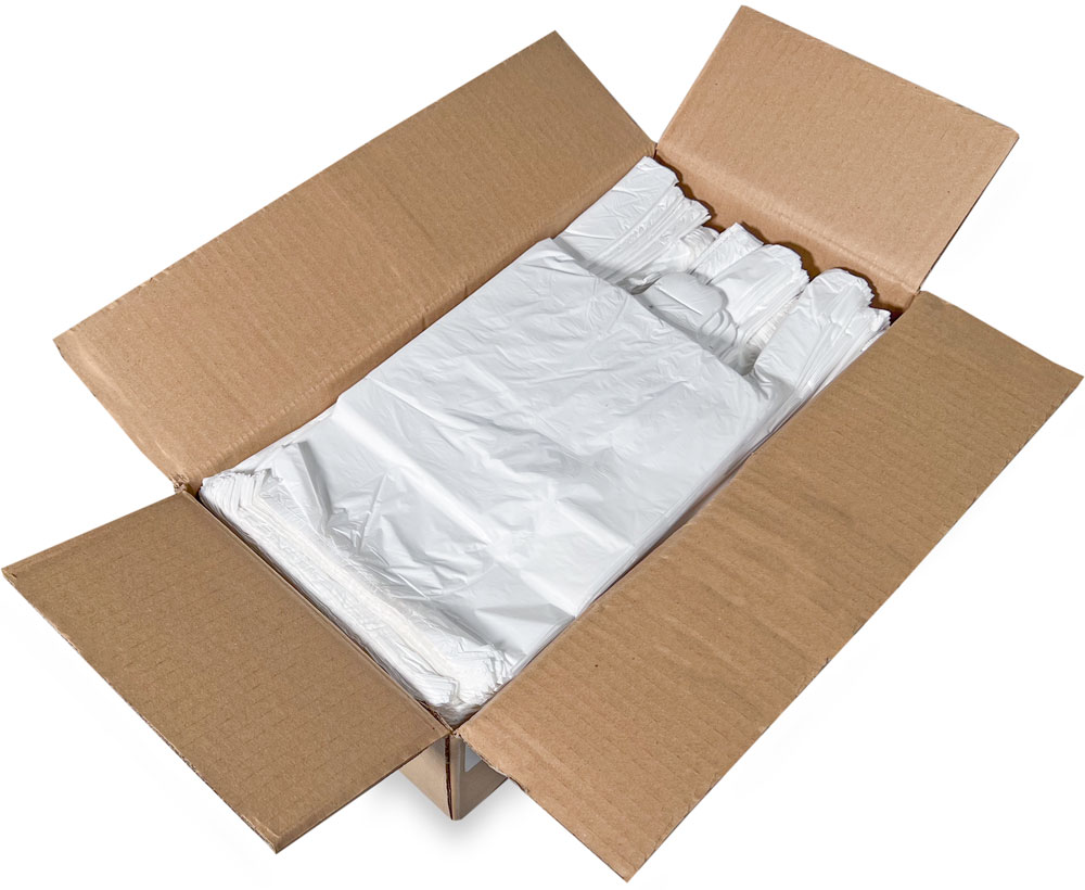 Case of 8 x 4 x 16 HDPE Plastic T-Shirt Carry Out Bags