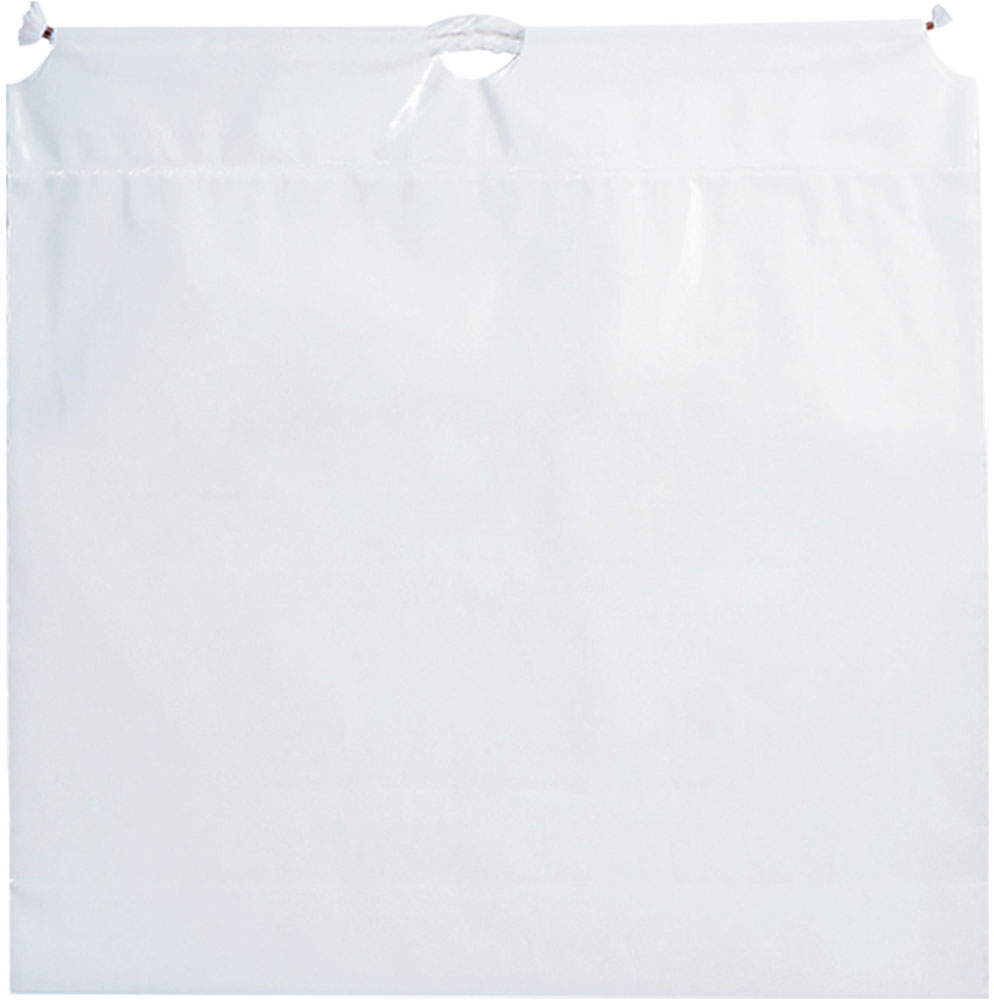 White Cotton Cord Drawstring Plastic Bags - 9 x 11 + 2 2.5 mil