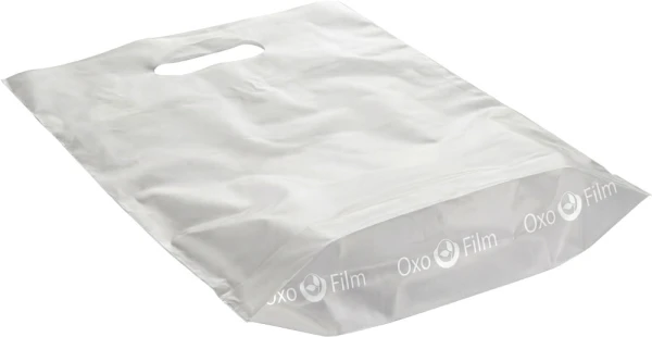 9 x 12 + 2 2.5 Mil Clear Frosted Eco Friendly Shopping Bags Bottom Gusset Bottom Gusset of 9 x 12 + 2 2.5 Mil Clear Eco-Friendly Fold-Over Reinforced Die Cut Handle Bags