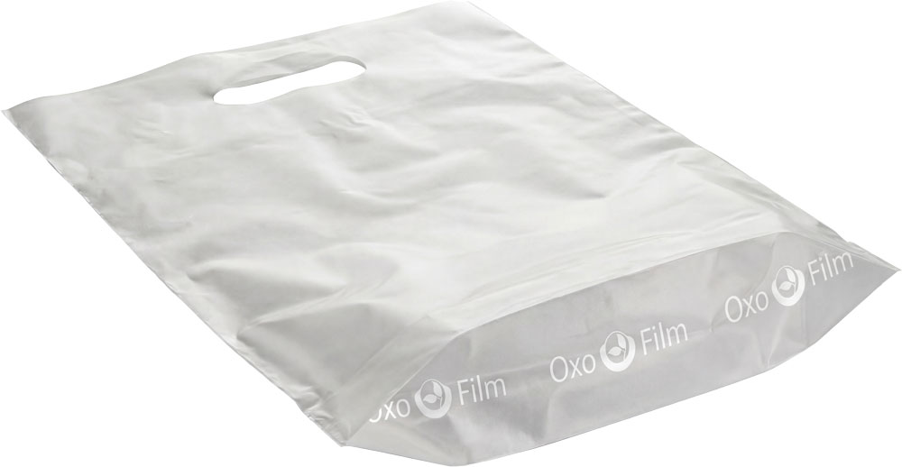 Bottom Gusset of 9 x 12 + 2 2.5 Mil Clear Eco-Friendly Fold-Over Reinforced Die Cut Handle Bags