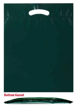 9" x 12" + 2" 2.5 Mil Hunter Green Eco Friendly Shopping Bags