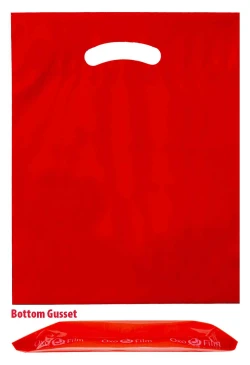9" x 12" + 2" 2.5 Mil Red Eco Friendly Shopping Bags